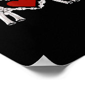 Skelet handen vormen een hart met een rood hart poster (Hoek)