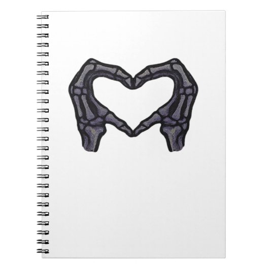 Skelet handen vormen een hart notitieboek (Voorkant)