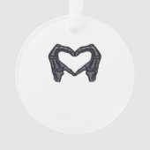 Skelet handen vormen een hart ornament (voorkant)