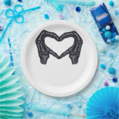 Skelet handen vormen een hart papieren bordje (Feest)