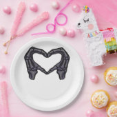 Skelet handen vormen een hart papieren bordje (Feest)