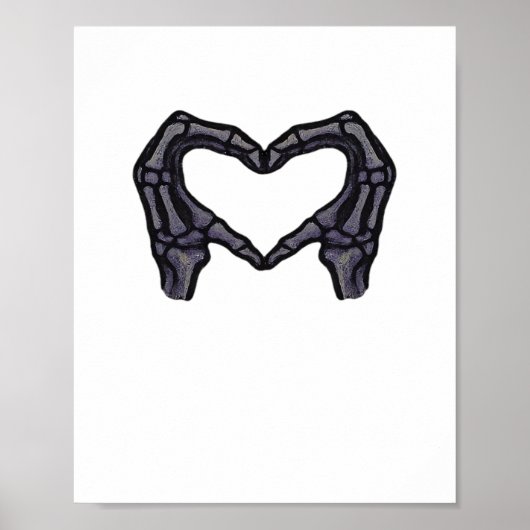 Skelet handen vormen een hart poster (Voorkant)