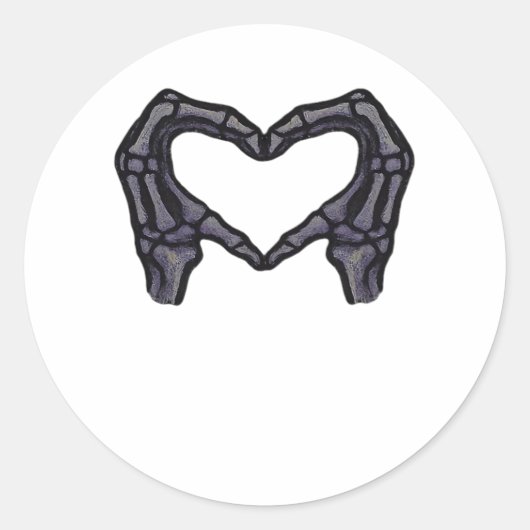 Skelet handen vormen een hart ronde sticker (Voorkant)