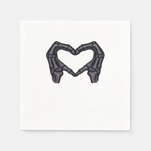 Skelet handen vormen een hart servet (Voorkant)