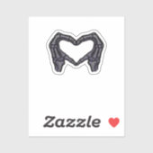 Skelet handen vormen een hart sticker (Vel)