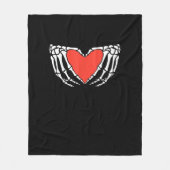 Skelet Handen Vormend Hart – Creepy Gothic Hallo Fleece Deken (Voorkant)