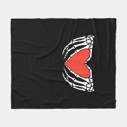 Skelet Handen Vormend Hart – Creepy Gothic Hallo Fleece Deken (Voorkant (Horizontaal))