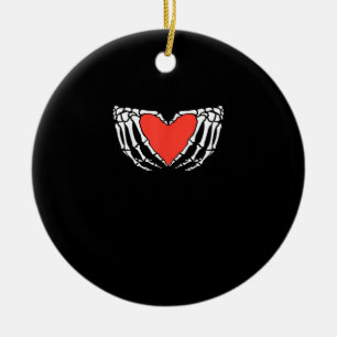 Skelet Handen Vormend Hart – Creepy Gothic Hallo Keramisch Ornament