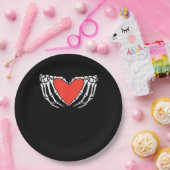 Skelet Handen Vormend Hart – Creepy Gothic Hallo Papieren Bordje (Feest)