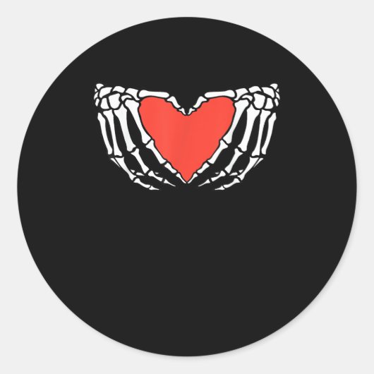 Skelet Handen Vormend Hart – Creepy Gothic Hallo Ronde Sticker (Voorkant)