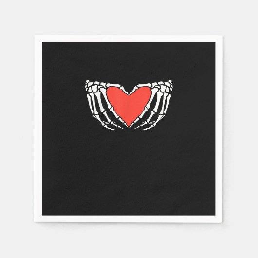 Skelet Handen Vormend Hart – Creepy Gothic Hallo Servet (Voorkant)
