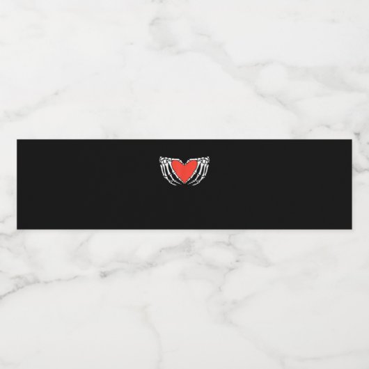 Skelet Handen Vormend Hart – Creepy Gothic Hallo Waterfles Etiket (Enkel label)