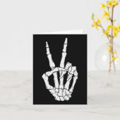 Skelet Handen Vredesteken Liefde Halloween Kostuum Kaart (Gele Bloem)
