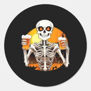 Skelet Hands Beer Grappig Drink Halloween Vrouwen Ronde Sticker