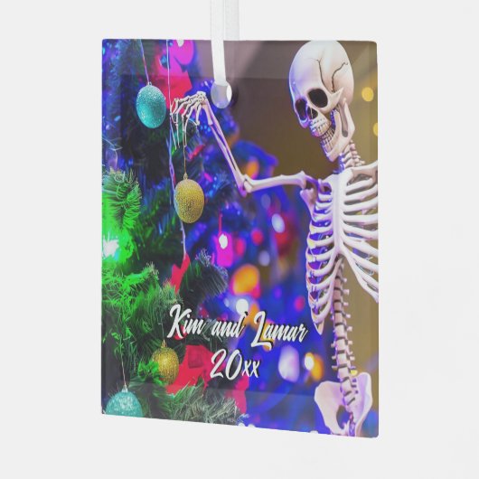 Skelet Hangende Kleurrijke Ornamenten Kerst (Voorkant links)
