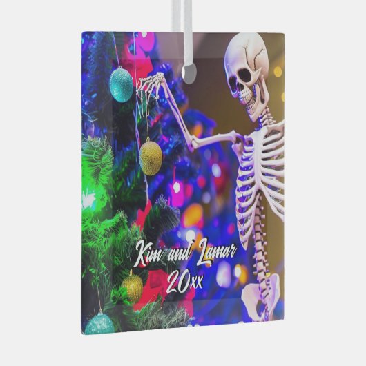 Skelet Hangende Kleurrijke Ornamenten Kerst (Voorkant Rechts)