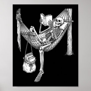 Skelet hangmat lezen grappig boek liefhebber cadea poster