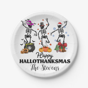 Skelet Happy Hallothanksmas Papieren Bordje