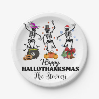 Skelet Happy Hallothanksmas Papieren Bordje