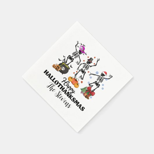 Skelet Happy Hallothanksmas Servet (Hoek)