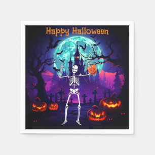 Skelet Happy Halloween servetten