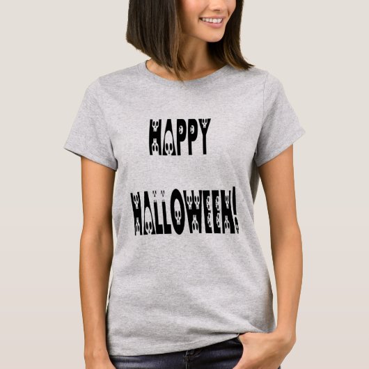 Skelet Happy Halloween Tekst Vrouwen T-shirt (Voorkant)