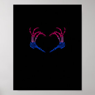 Skelet Hart Biseksueel LGBT-Q Pride Skull Hand Poster