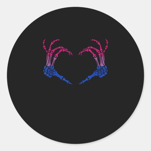 Skelet Hart Biseksueel LGBT-Q Pride Skull Hand Ronde Sticker (Voorkant)