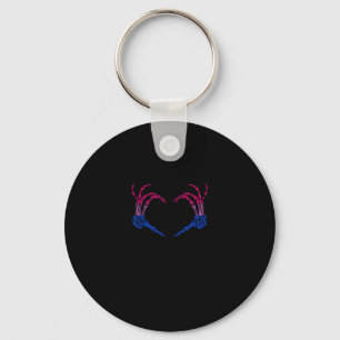 Skelet Hart Biseksueel LGBT-Q Pride Skull Hand Sleutelhanger