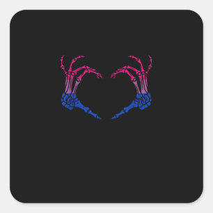 Skelet Hart Biseksueel LGBT-Q Pride Skull Hand Vierkante Sticker