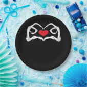 Skelet hart en handen grappig papieren bordje (Feest)