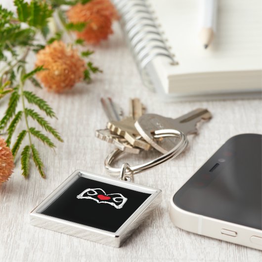 Skelet hart en handen grappig sleutelhanger (Zijkant)