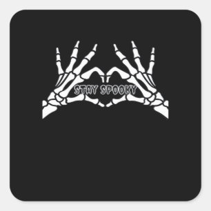 Skelet Hart en Handen Klassiek Design Vierkante Sticker