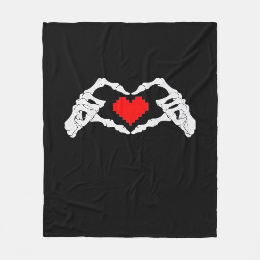 Skelet hart en handen meme fleece deken (Voorkant)