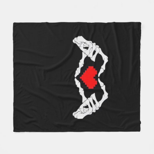 Skelet hart en handen meme fleece deken