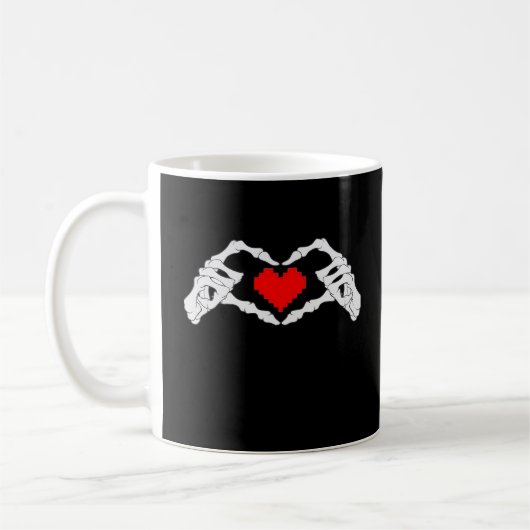 Skelet hart en handen meme koffiemok (Links)
