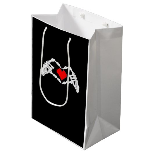 Skelet hart en handen meme medium cadeauzakje (Voorkant Gekanteld)