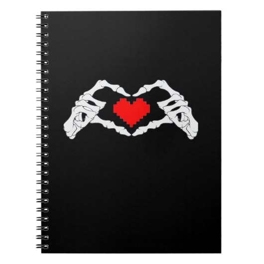 Skelet hart en handen meme notitieboek (Voorkant)