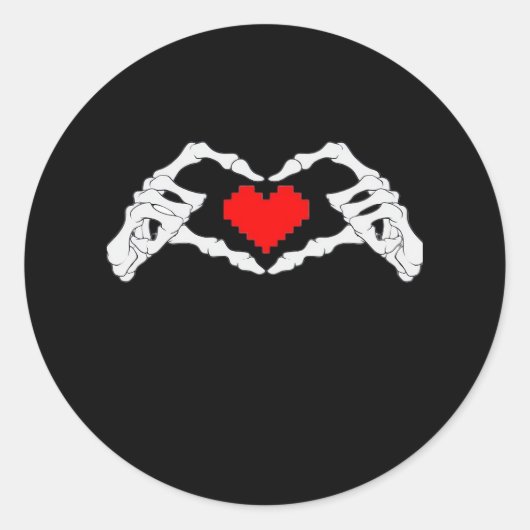 Skelet hart en handen meme ronde sticker (Voorkant)