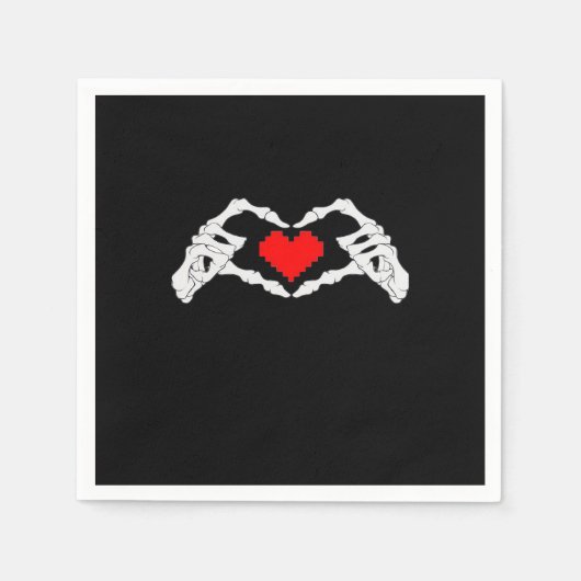 Skelet hart en handen meme servet (Voorkant)