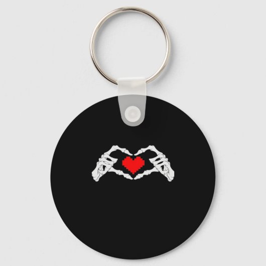 Skelet hart en handen meme sleutelhanger (Voorkant)