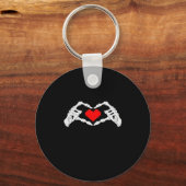 Skelet hart en handen meme sleutelhanger (Voorkant)
