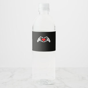 Skelet hart en handen meme waterfles etiket