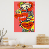 Skelet Hart Halloween Oude Valentijnskaart Poster (Keuken)