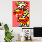Skelet Hart Halloween Oude Valentijnskaart Poster (Thuiskantoor)