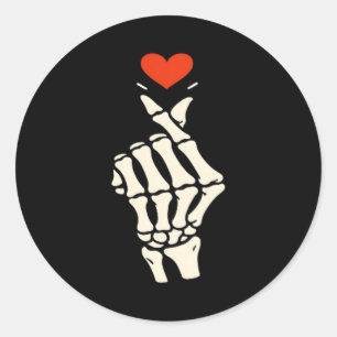Skelet Hart Hand Halloween Valentijnsdag Meisje Vr Ronde Sticker