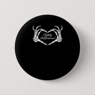 Skelet Hart Handen, Gelukkig Halloween Skelet, Ha Ronde Button 5,7 Cm