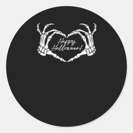 Skelet Hart Handen, Gelukkig Halloween Skelet, Ha Ronde Sticker (Voorkant)