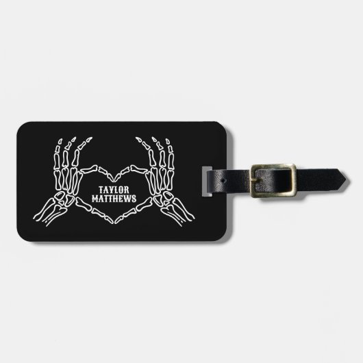 Skelet Hart Handen Gepersonaliseerd Bagagelabel (Voorkant horizontaal)