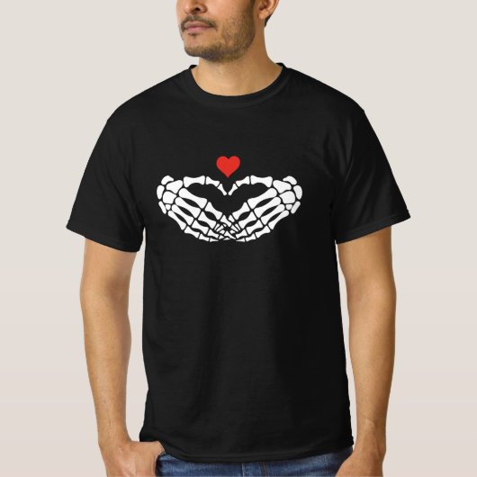 Skelet Hart Handen Grafische T-shirt (Voorkant)
